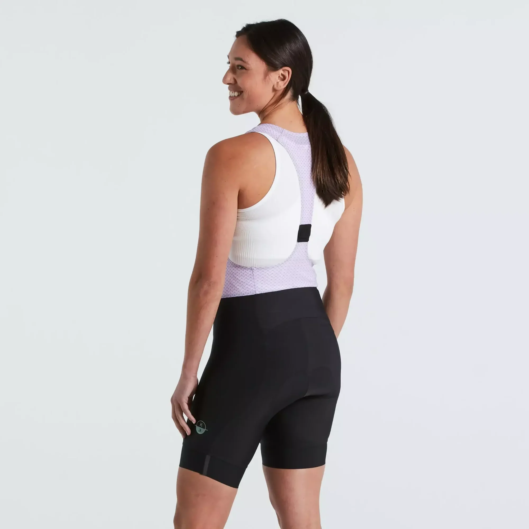 64221-780_APP_SL-BIB-SHORT-WMN-SPEED-OF-LIGHT-DARK-M_BACK-3-4 women's sl bib shorts speed of light collection